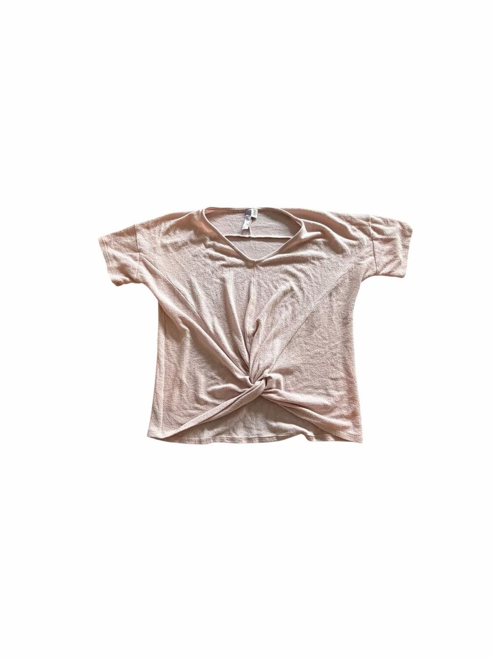 Alya Blush Pink Twist Front Top Medium Made in USA V-Neck Dolman Sleeve Knit